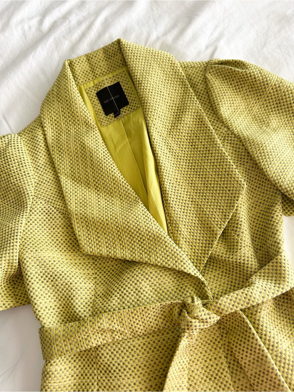 The Limited Chartreuse Short Sleeve Belted Jacket